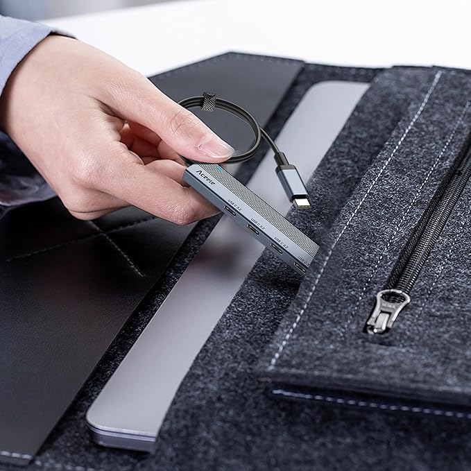 Aceele USB C Hub 10Gbps, 4 Port USB 3.2 Gen 2 Hub, USBC to USB-C Hub with Type-C Power Port, 2ft Extension Long Cable USBC Adapter Data Hub for MacBook Pro, MacBook, Samsung Chromebook, etc-DeskLoop Office