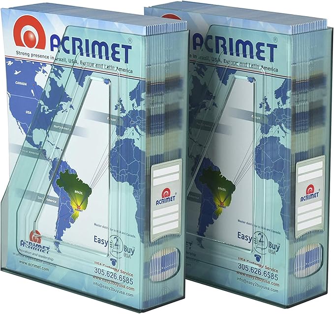 Acrimet Magazine File Holder, Durable Rack, Space-Saving Organizer (Plastic) (Clear Green Color) (2 pack)-DeskLoop Office