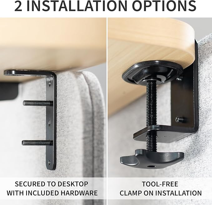 VIVO Clamp-on/Screw-on 71 x 24 inch Privacy Panel System, Sound Absorbing Cubicle Desk Divider, Acoustic Partition, 2 Panels, Gray, PP-2-V072G-DeskLoop Office