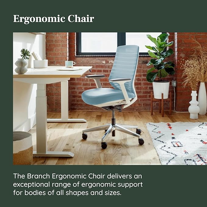 Branch Ergonomic Chair - A Versatile Desk Chair with Adjustable Lumbar Support, Breathable Mesh Backrest, and Smooth Wheels - Experience Optimal Comfort and Support - Light Blue-DeskLoop Office