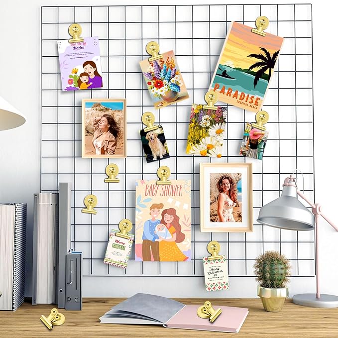20 Pack Fridge Magnet Refrigerator Magnets, Gold Magnetic Clips Whiteboard Magnets, Magnet Clips Heavy Duty for Photo Displays, Home, Office, Classroom-DeskLoop Office