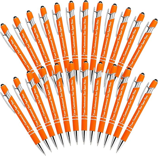 Personalized Ballpoint Pen 24pcs, Custom Pens Free Engraved Bulk with Name Logo, Soft Black Ink Stylus with Touch Metal Office, Gift for Anniversaries, Graduations, Birthdays-DeskLoop Office
