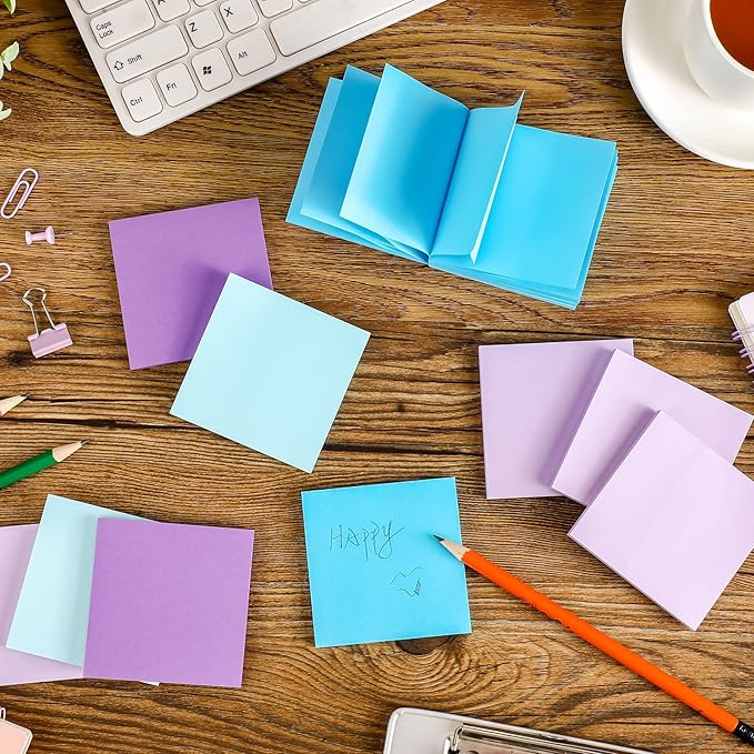 24 Pack Pop Up Sticky Notes 3 x 3 Refills 1200 Sheets Colored Sticky Notes Self Adhesive Memo Pads for Home Office Supplies(Purple Blue, Classic)-DeskLoop Office