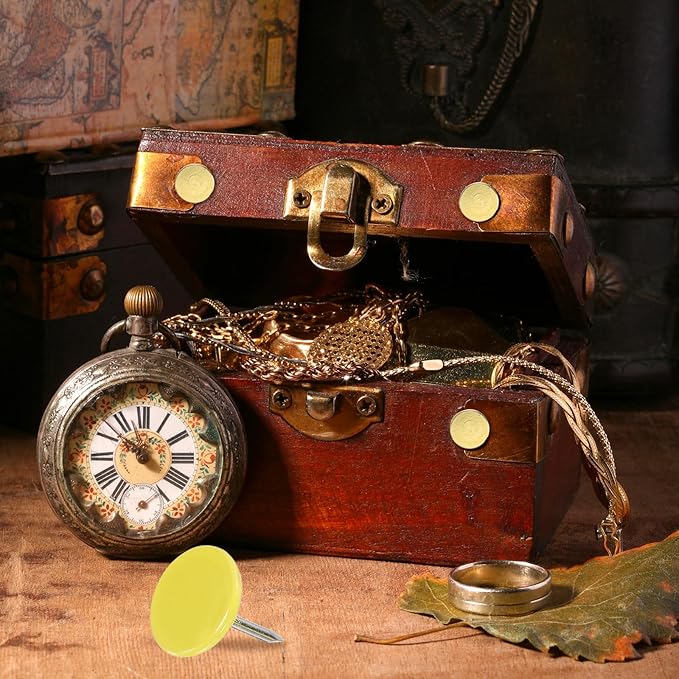 uxcell 120Pcs Push Pins, 11mmx13mm Round Flat Head Decorative Thumb Tacks Upholstery Tacks for Cork Board Office Wall Hangings, Yellow-DeskLoop Office