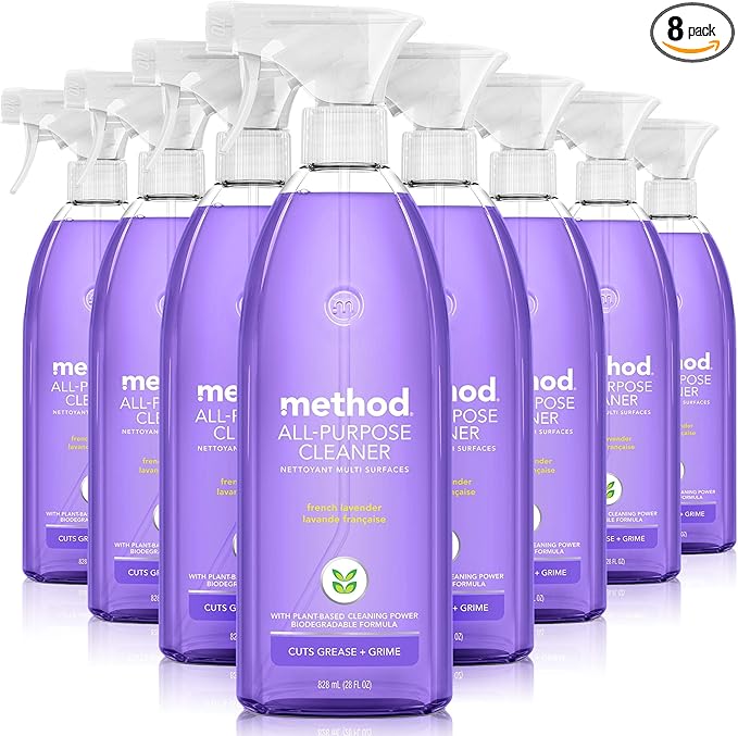 Method All-Purpose Cleaner Spray, French Lavender, Plant-Based and Biodegradable Formula Perfect for Most Counters, Tiles and More, 28 Fl Oz, (Pack of 8)-DeskLoop Office