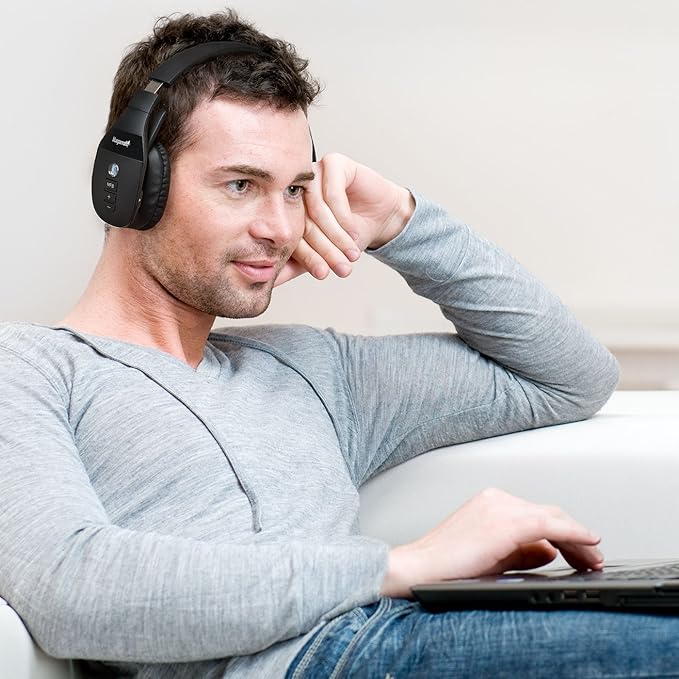 BlueParrott S450-XT Stereo Bluetooth Wireless Headphones 82% Noise Canceling Over Head Headset with Mic for Music and Calls, Hi-Fi Stereo Audio, 300 ft. Wireless Range, 24 hrs. Talk Time, Black-DeskLoop Office