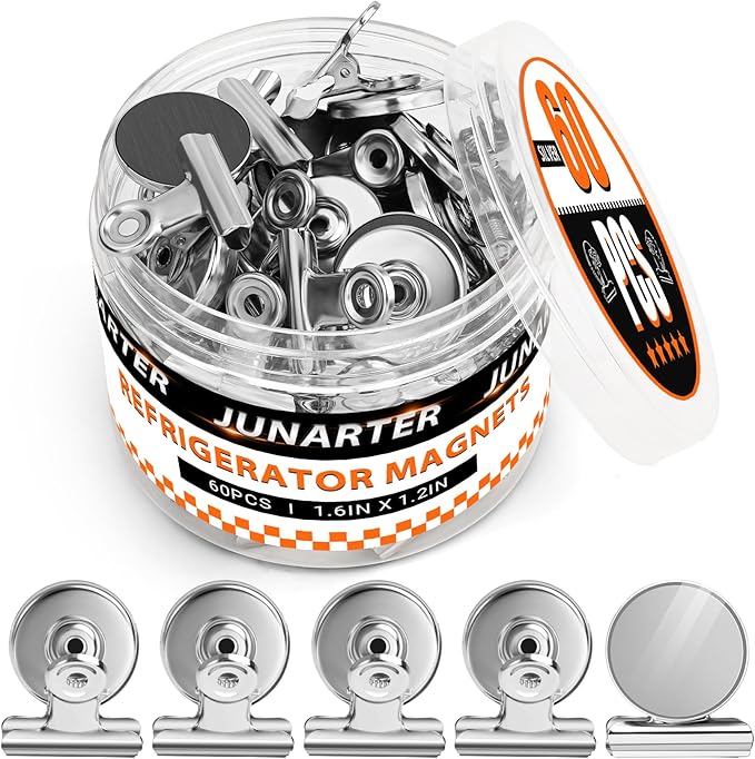 60 Pack Fridge Refrigerator Magnets, Heavy Duty Magnetic Clips, Whiteboard Magnet Clips, Refrigerator Magnets Clip, Non-Scratch Clip Magnets for Whiteboard, Office, Locker, Photo Displays-DeskLoop Office