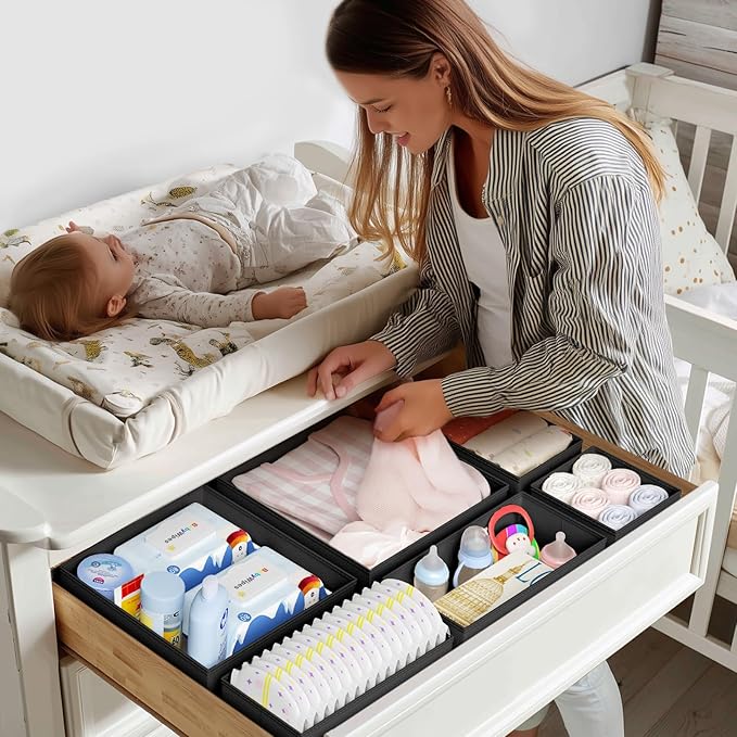 DIMJ Drawer Organizer Clothes - 20 Pack Closet Drawer Organizer Bins for Baby Clothes Storage, Fabric Dresser Organizer for Nursery Bedroom, Foldable Small Drawer Dividers for Underwear Socks-DeskLoop Office