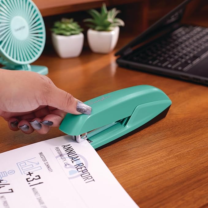 Swingline Stapler, 20 Sheet Capacity, 545 Desktop Stapler, Spring Green (S7054514)-DeskLoop Office