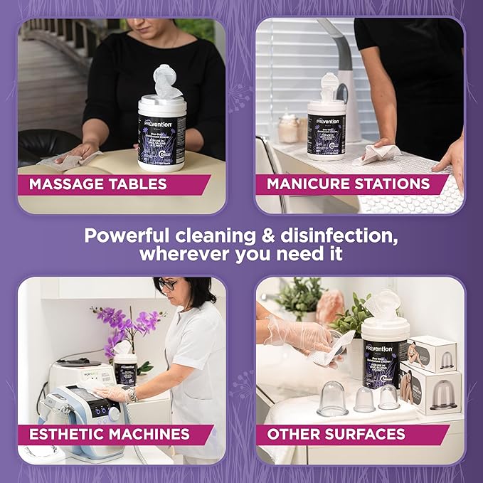 Prevention All Purpose Disinfectant Wipes – Canister of Cleaning Wipes for Salons, Spas, Wellness Centers and Yoga Studios – Hospital Grade Surface Sanitizing – 160 Count-DeskLoop Office