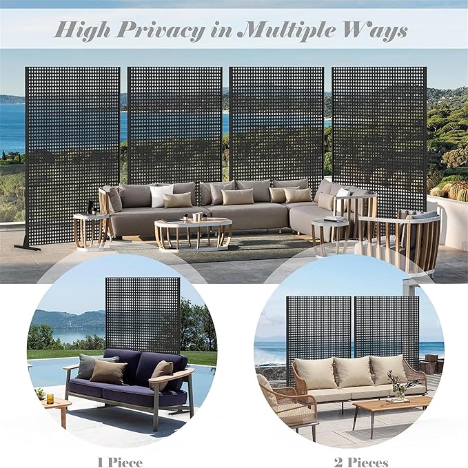 NicBex Room Divider 1 Panel Room Dividers with Rhombus Pattern Design Partition Room Dividers and Metal Privacy Screens Wall Divider for Outdoor, Room Separation,48.31" W x 15.75" D x 70.75" H, Black-DeskLoop Office