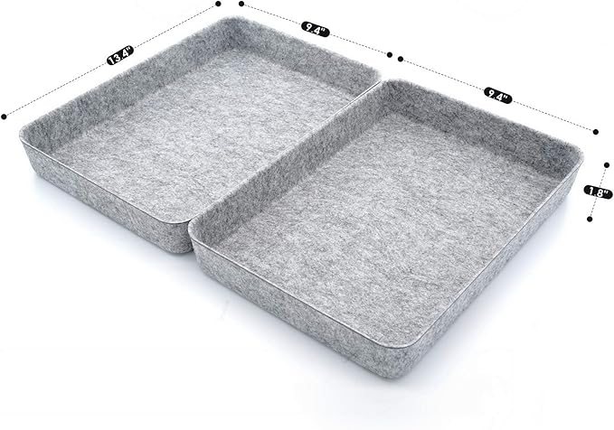 Welaxy 2-Piece Office Desk Drawer Organizer Tray Letter-Size documents A4 Paper Book File Folder Holder Storage Bins (Gray)-DeskLoop Office