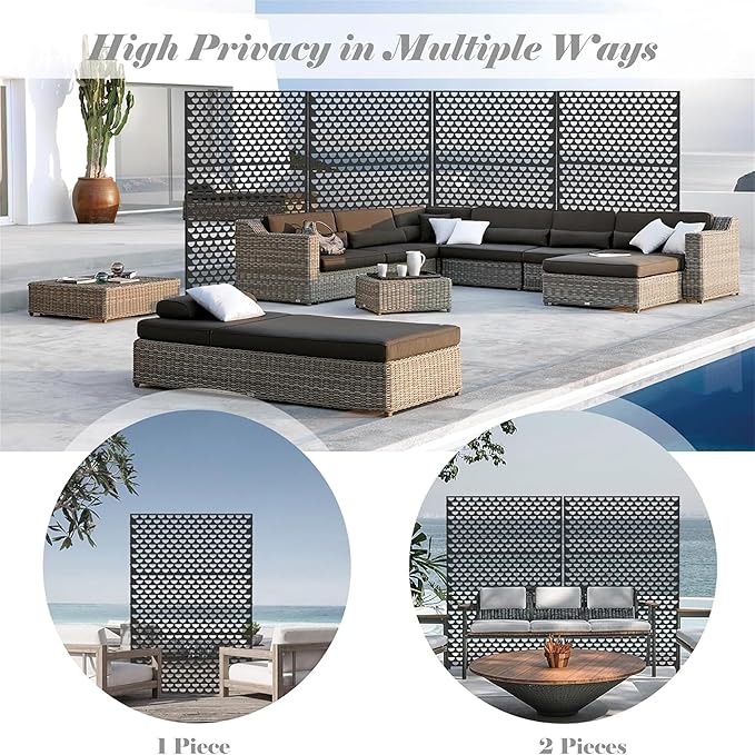 NicBex Room Divider 1 Panel Room Dividers with Semicircle Pattern Design Partition Room Dividers and Metal Privacy Screens Wall Divider for Outdoor, Room Separation,48.31"W x 15.75"D x 70.75"H, Black-DeskLoop Office