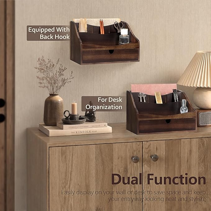Rebee Vision Acacia Wood Mail Organizer - Image 6