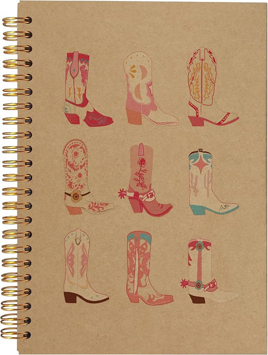 BearCake Cowgirl Boot Notebook, Cowgirl Stuff, Cowgirl Gifts, Western Office Supplies, Western Stuff for Women, Boho Western Notebook Journal 5.5x8.3 kraft paper-DeskLoop Office