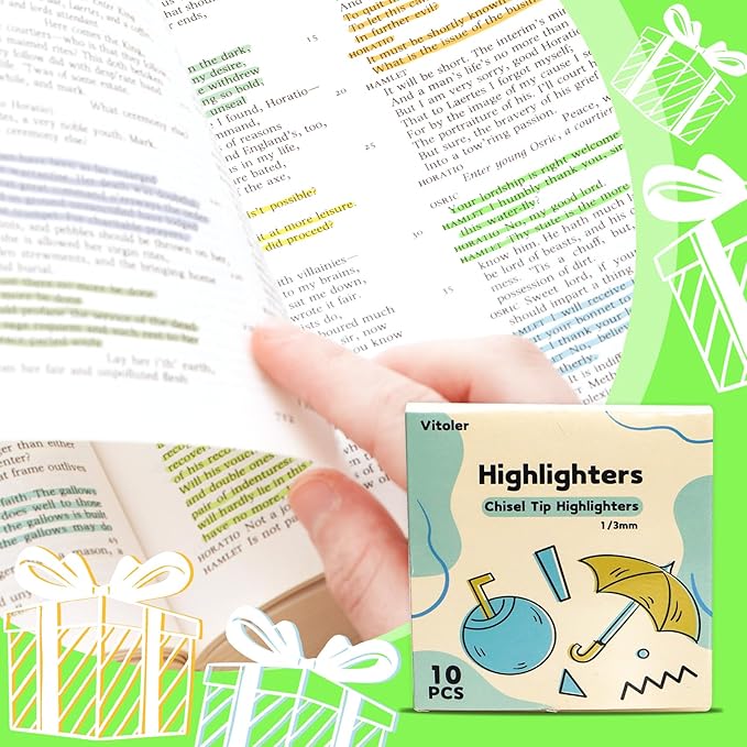 Vitoler 10Pack Bible Highlighters, Cute Assorted Colors Pastel Highlighters No Bleed Chisel Tip Highlighter for Aesthetic School Supplies-DeskLoop Office