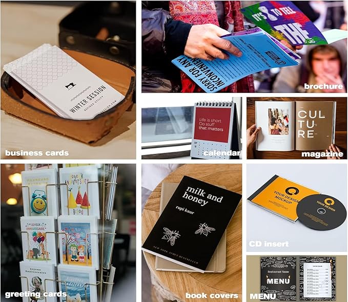 Uinkit 100 Sheets Heavyweight Thick Glossy Photo Paper Single side 8.5x11 Inkjet 68lb 260Gsm DIY Greeting Card Placemat Craft Project Signage Christmas Poster 11.8Mil for Inkjet printer-DeskLoop Office