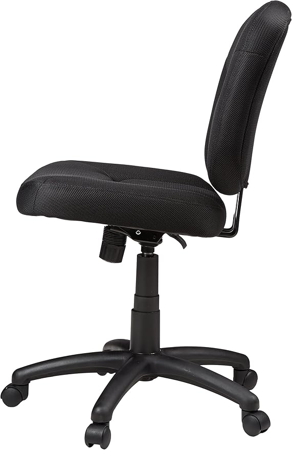 Amazon Basics Low-Back Office Desk Chair, Adjustable Height, 360 Degree Swivel, Fabric Upholstery, Black-DeskLoop Office