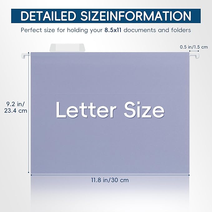 Hanging File Folders, 25 Pack Letter Size File Folders with 1/5-cut Tabs, Office Essentials for Filing Cabinet & Desk Storage-DeskLoop Office