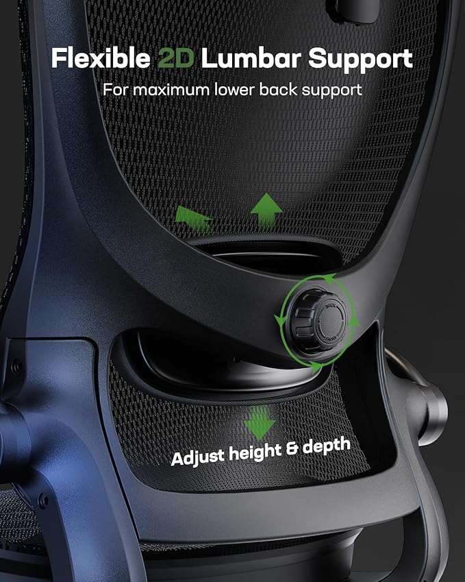 Marsail Ergonomic Mesh Office Chair High Back Home Office Desk Chair with Adaptive Lumbar Support, 2D Headrest, 3D Flip-Up Armrests, Height Adjustable and Rocking Tilt for Home Office and Gaming-DeskLoop Office