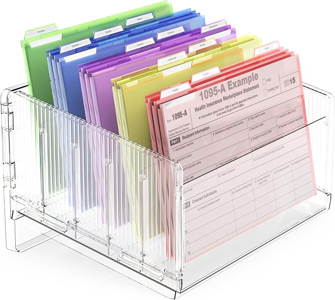 Cuukie File Sorter Organizer, 5 Sections Acrylic Letter Tray - Image 8