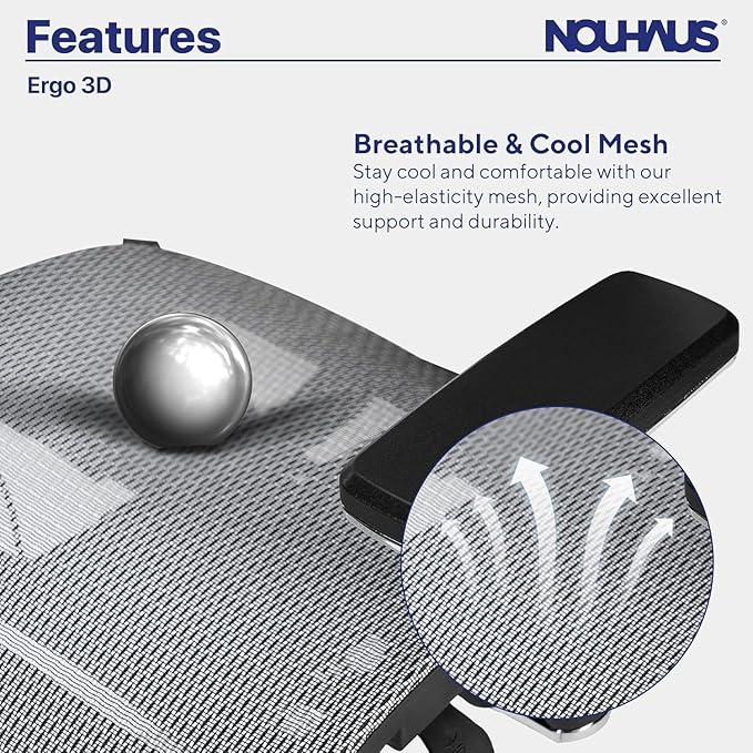 Nouhaus Ergo3D Ergonomic Office Chair Lumbar Support Mesh Office Chair with 4D Adjustable Armrest, Adjustable Headrest and Wheels, Mesh High Back Home Office Desk Chairs(Blue)-DeskLoop Office