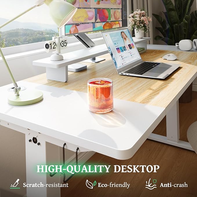 SIAGO Electric Standing Desk Adjustable - 55 x 24 Inch Sit Stand up Desk with Cable Management - 3 Memory Preset Adjustable Height Table-DeskLoop Office