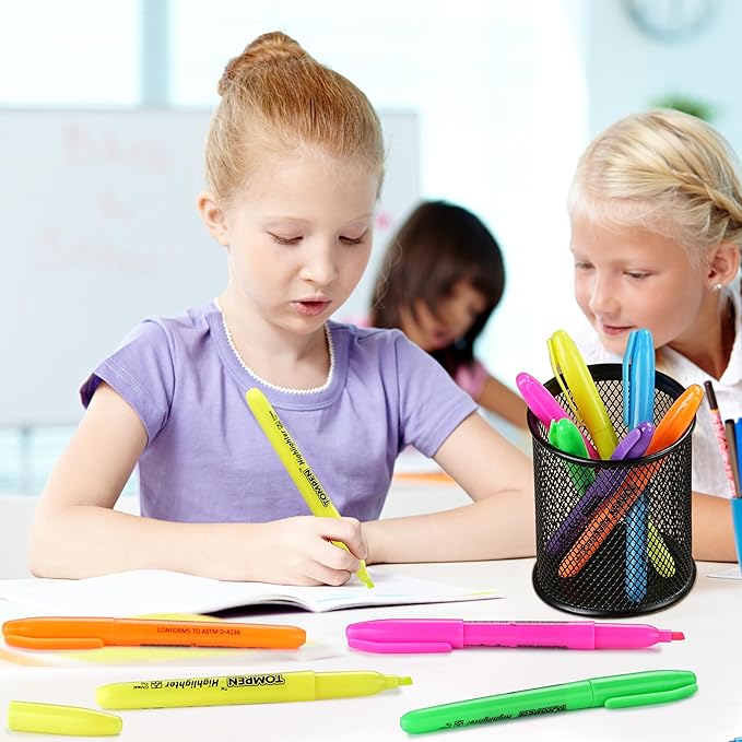 Highlighters Bulk 48 Pack – 6 Assorted Colors Chisel Tip High lighter Marker Set for School,Office,Bible Study, Journaling – Smear-Free,Quick Dry Ink Fluorescent Pens for Teachers & Students-DeskLoop Office