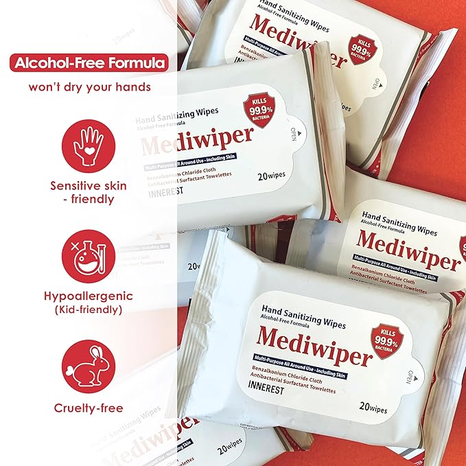 Mediwiper - 160 Wipes (80 * 2PK) Alcohol-Free Sanitizing Wipes Disinfecting Large Unscented Wet Wipes Bulk, Hand Sanitizer-DeskLoop Office