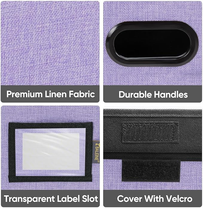 BALEINE File Organizer Box with Lid, Collapsible File Folder Organizer with Plastic Slide, Hanging File Folder Box for Office Document Storage (1 Pack, Purple)-DeskLoop Office