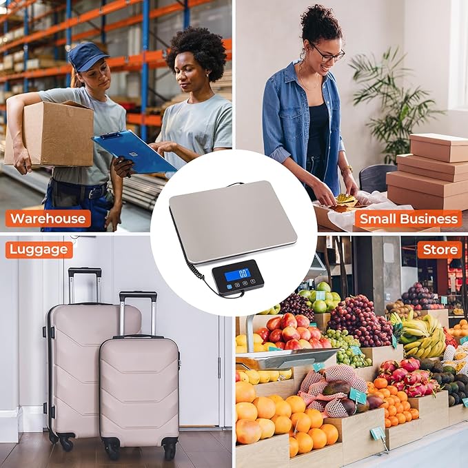 MUNBYN Shipping Scale, 440lb/1.8oz Digital Postal Scale for Packages with Hold/Tare Function, Backlit LCD, Battery & Cable Included, Postage Scale for Small Business, Packages, Luggage, and Home Use-DeskLoop Office