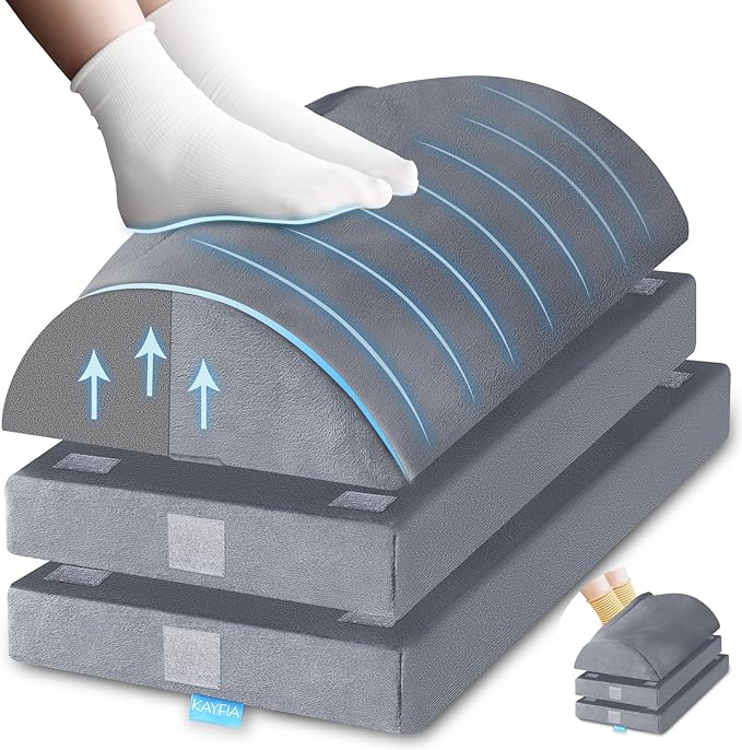 XXL(20in) Foot Rest for Under Desk at Work with 3 Adjustable Heights, Foot Stool with Bamboo Charcoal Foam, Feet Warm Pocket Footrest for Office Gaming Chair, for Leg Support -Gray-DeskLoop Office