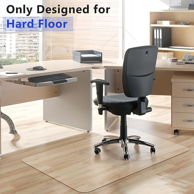 Office Chair Mat for Hardwood Floor, 36"×47" Fully Clear Desk Chair Mat for Rolling Chairs, 2mm Heavy Duty Floor Protector Mat for Home Office, Easy Glide, Flat Without Curling