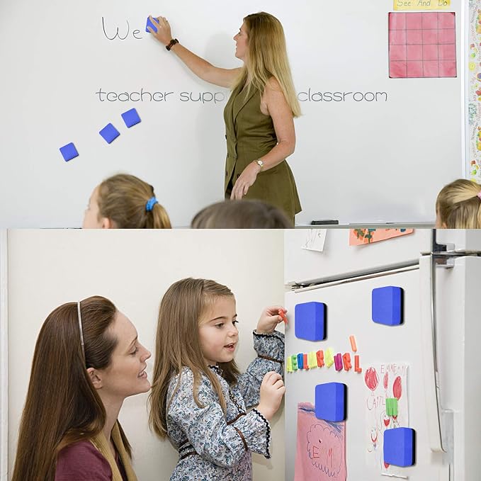 Mini Dry Erase Erasers, IHPUKIDI 48 Pack Magnetic Whiteboard Dry Erasers - Image 6