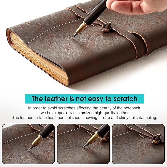 Leather Journal Notebook, A5 Size Diary 6x8.1 Inch, Genuine Leather Journals for Writing, Vintage Style Personalized Journal, Gifts for Men and Women, Artists, Travelers, Navy Blue