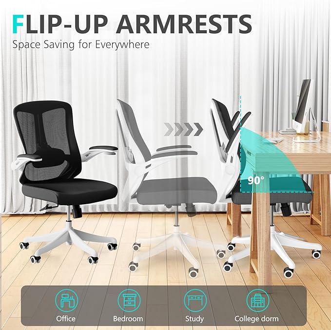 Mesh Office Chairs, High Back Ergonomic Office Chair with Lumbar Wide Comfty Compute Desk Chair for Home & Office Bedroom Study Student (Black)-DeskLoop Office