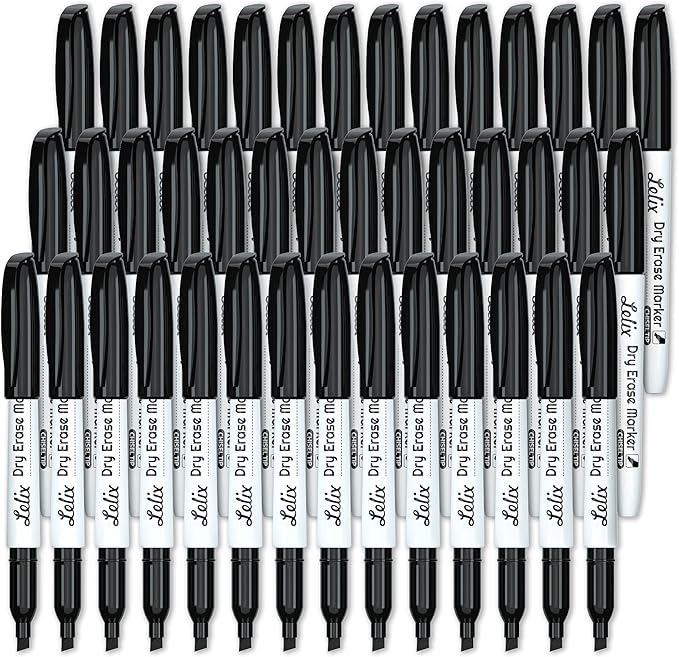 Lelix 42 Pack Black Dry Erase Markers Chisel Tip, Bulk Whiteboard Markers for School, Office Supplies, Perfect for Writing on White Board, Mirror,Calender-DeskLoop Office
