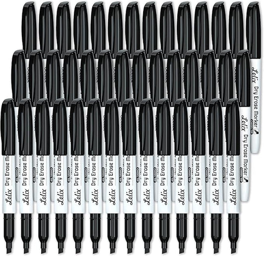 Lelix 42 Pack Black Dry Erase Markers Chisel Tip, Bulk Whiteboard Markers for School, Office Supplies, Perfect for Writing on White Board, Mirror,Calender-DeskLoop Office