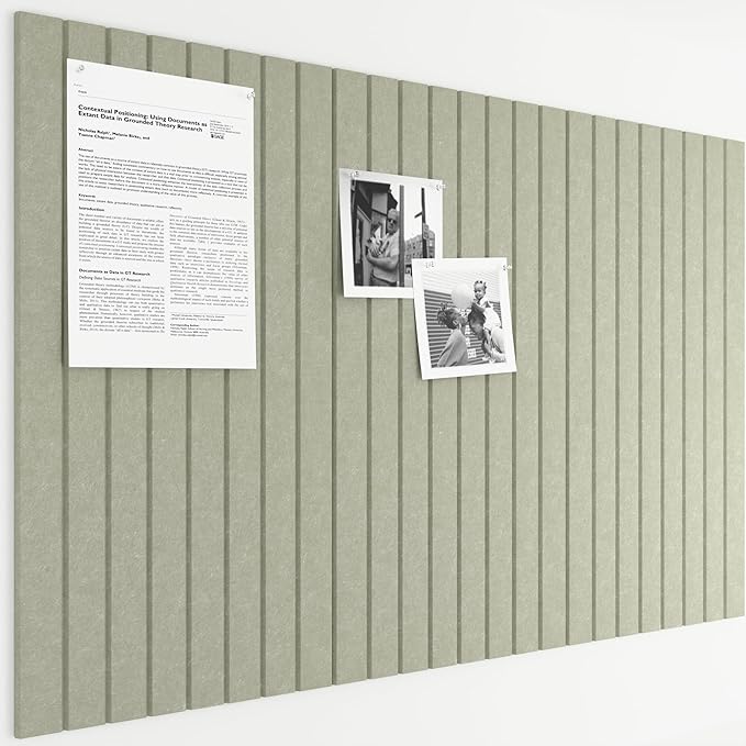 Bumusty Large Cork Board Alternative-36 x24 Felt Bulletin Board Tiles, with 30 Pushpins, 40 Adhesive Tabs, 6-Pack Slat Wall Paneling, Cork Boards for Office Push Pin Board Felt Board-Sage-DeskLoop Office