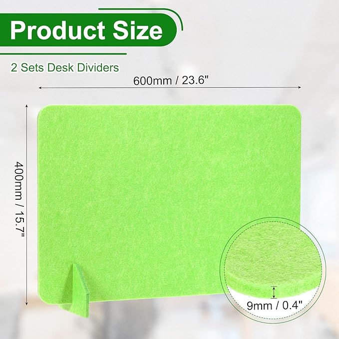 PATIKIL Desk Divider, 2 Set 24 x 16 Inch Acoustic Freestanding Desk Divider Desk Privacy Panel with 4 Pcs Support Feet for Library Office Workstation, Green-DeskLoop Office