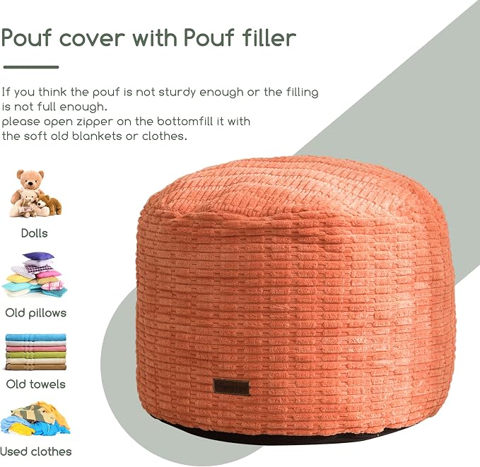 HIGOGOGO Pouf Ottoman Stuffed Round Modern Foam Filled Foot Rest Poufs - Image 8