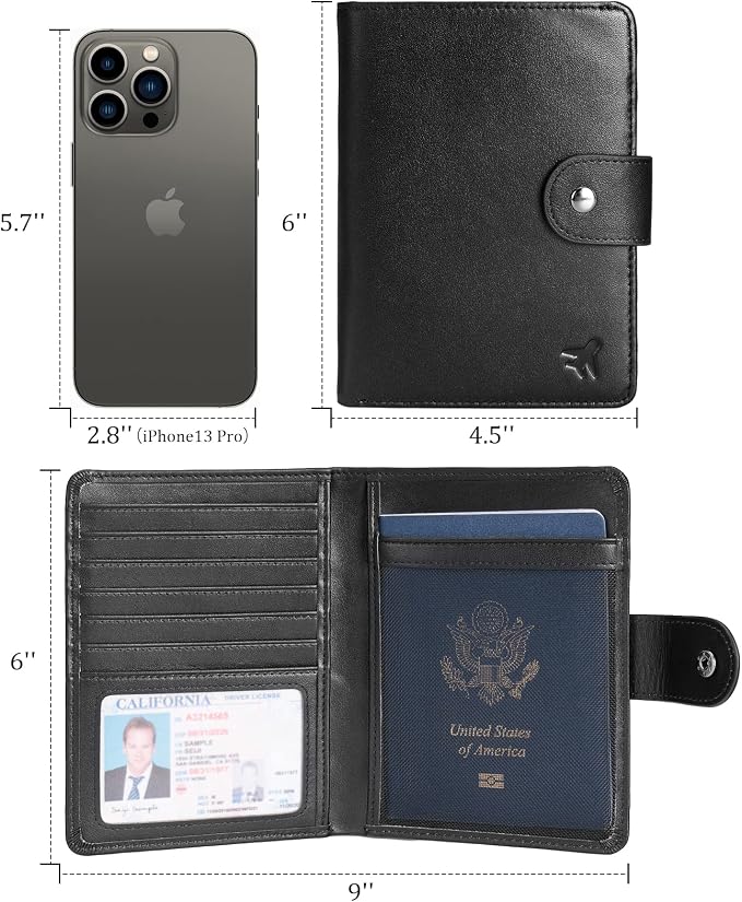 Polare Luxury RFID Blocking Leather Passport Holder Travel Wallet - Image 8