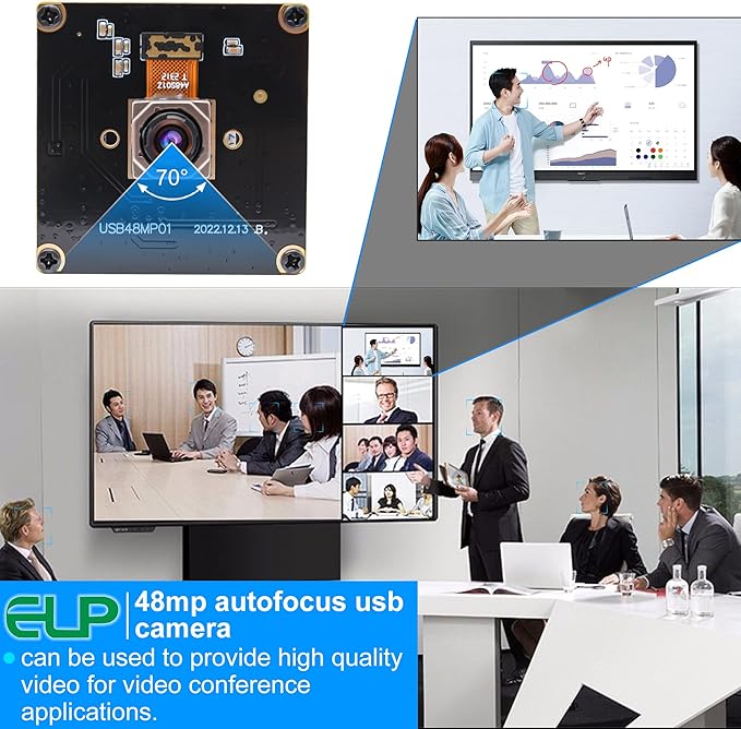 ELP 48MP Fast Autofocus USB Camera Module with 70degree No Distortion Lens for Computer Mini UVC USB2.0 Industrial Webcam Board 8000 * 6000 USB with Camera for Laptop PC Raspberry pi Jetson Nano-DeskLoop Office
