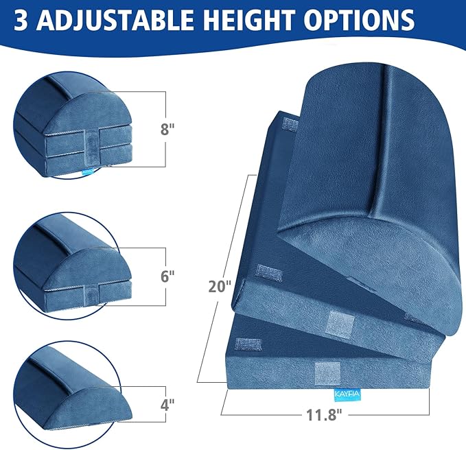 XXL(20in) Foot Rest for Under Desk at Work with 3 Adjustable Heights, Foot Stool with Bamboo Charcoal Foam, Feet Warm Pocket Footrest for Office Gaming Chair, for Leg Support -Blue-DeskLoop Office