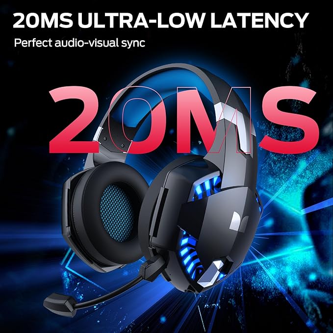 Monster Mission 300 Wireless Gaming Headset, 2.4GHz/Bluetooth Gaming Headphones, Low Latency, Stereo, Audio Location Recognition, 48H Battery Life, Suitable for PS5, PC, PS4 and Other Gaming Devices-DeskLoop Office