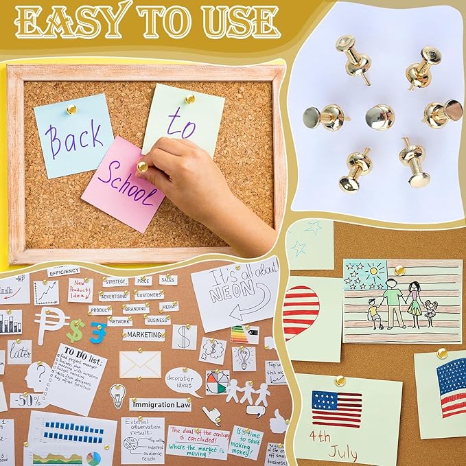 220 Count Gold Push Pins, Standard Plastic Head Steel Point Gold Thumb Tacks Decorative Push Pins for Cork Board Wall Hanging-DeskLoop Office