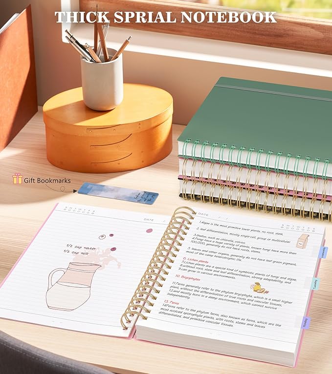 Pink Spiral Notebook Journal, 360 Pages College Ruled Notebooks, Lined Thick Journals for Women Men,B5 Big Spiral Notebooks with 100GSM Paper, Spiral Bound Journal for Writing Work School 7.6"×10"-DeskLoop Office