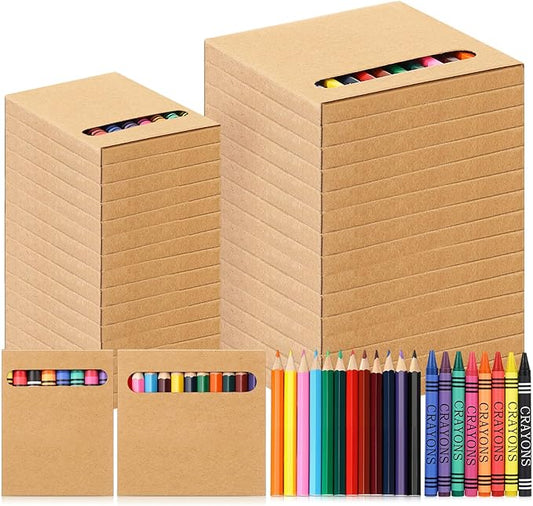 30 Sets Bulk Back to School Supplies, Colored Pencils Pre-Sharpened and Crayons Holiday Bundle in Box Mini Pencils Crayons Bulk Classroom Teacher Supplies, Cute Back to School Gifts-DeskLoop Office