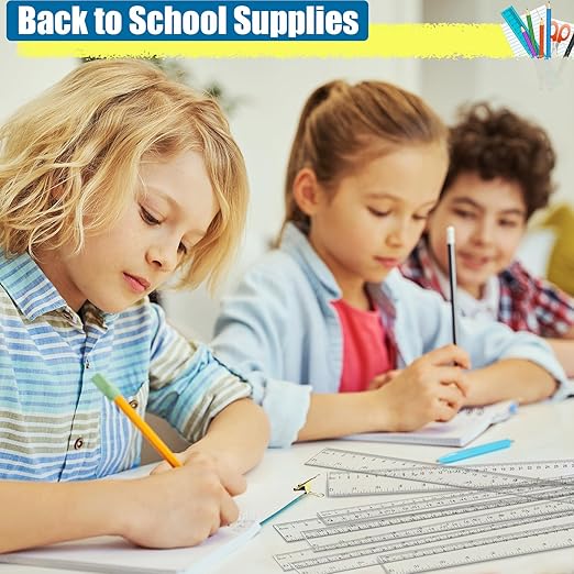 32 Pack Clear Ruler 12 Inch Bulk with Centimeters and Millimeters, Metric Rulers Measuring Drawing Tool for Kids, Ideal Back to School Office Home Supplies-DeskLoop Office