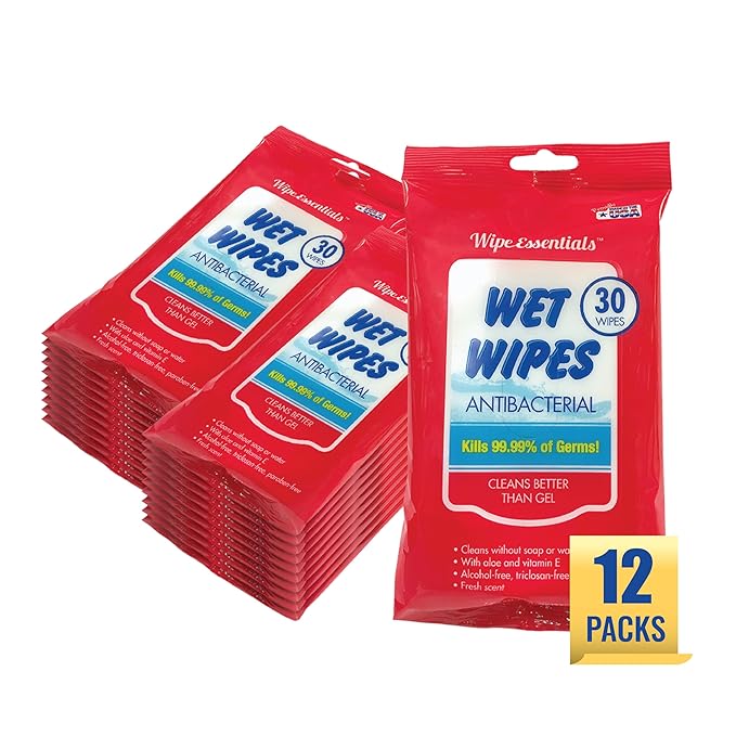 WipeEssentials Hand Sanitizer Wipes, Hand Wipes for Adults and Kids - 360 wipes - 12 Packs of 30ct Hand Sanitizing Wipes, Travel Essentials-DeskLoop Office